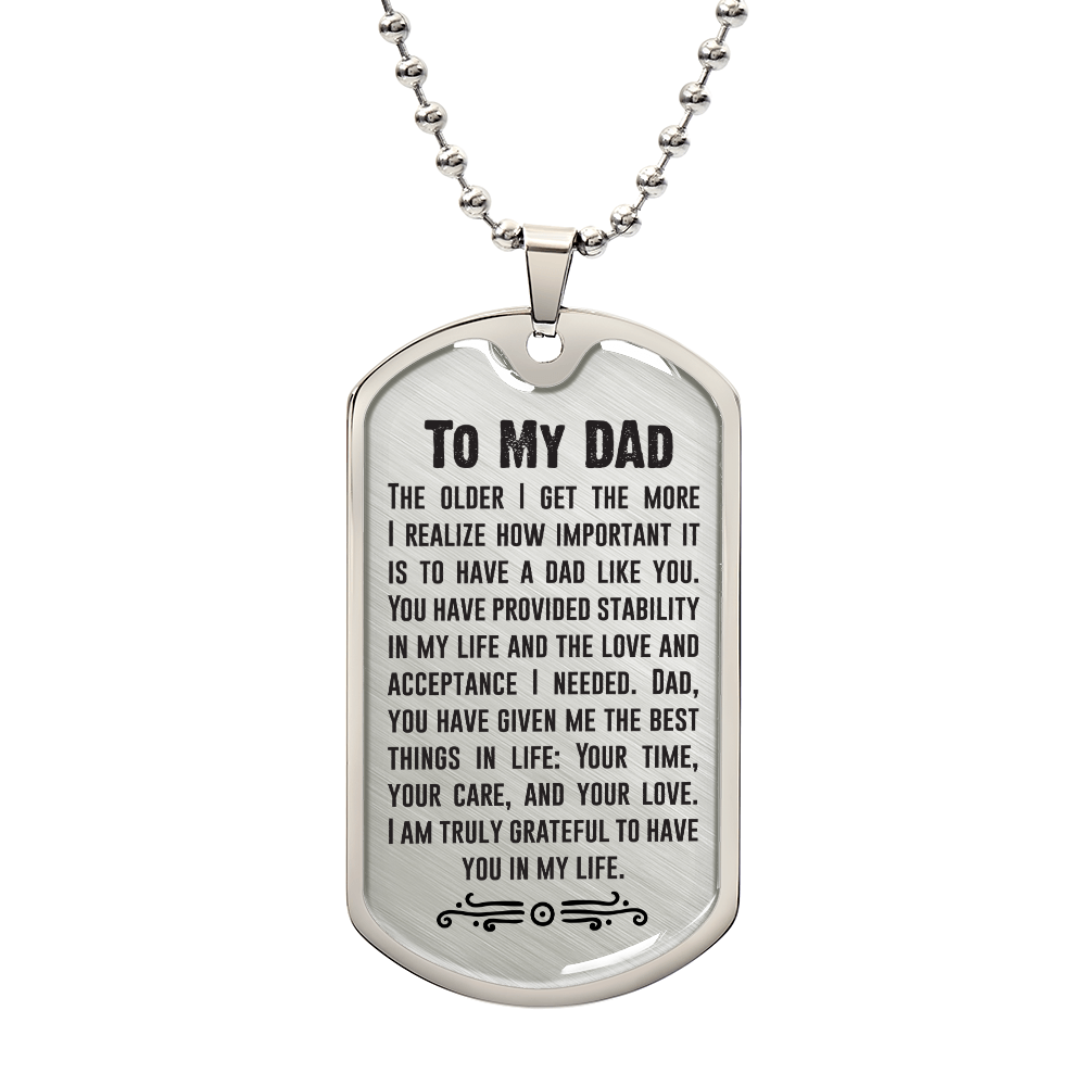 TO MY DAD - LOVE FROM YOUR CHILD.(Luxury Graphic Dog Tag Necklace)