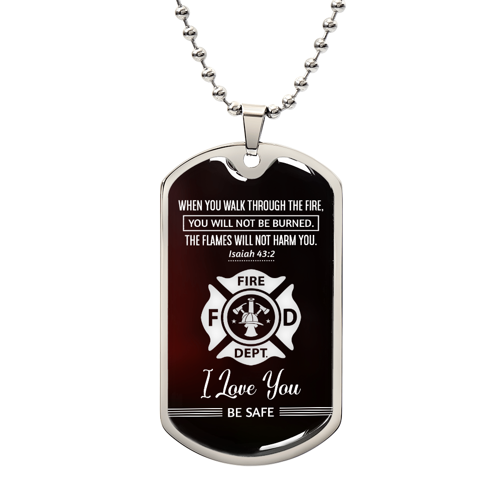 Luxury Graphic Dog Tag Necklace - WHEN YOU WALK THROUGH THE FIRE.