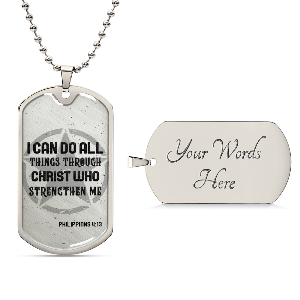 Luxury Graphic Dog Tag Necklace.(I CAN DO ALL THINGS )