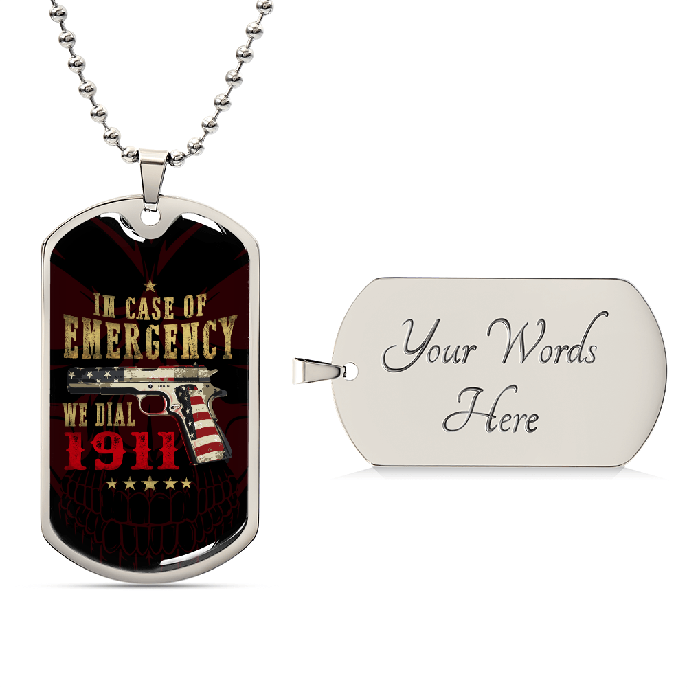 Luxury Graphic Dog Tag Necklace - WE DIAL 1911.