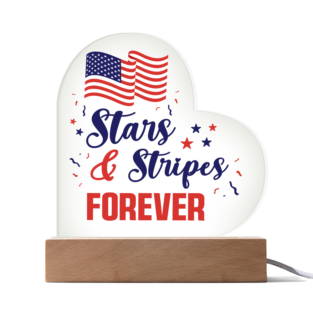 Heart Acrylic Plaque.(Stars & Stripe's Forever)