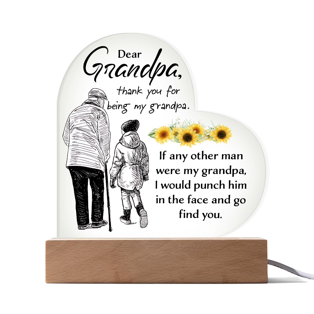 Heart Acrylic Plaque.(Dear grandpa. thank you for being my grandpa.)