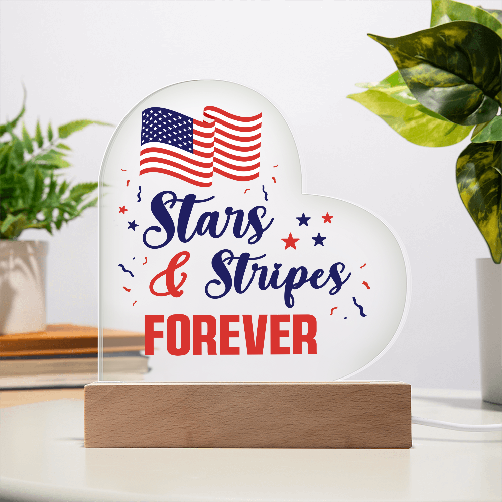 Heart Acrylic Plaque.(Stars & Stripe's Forever)