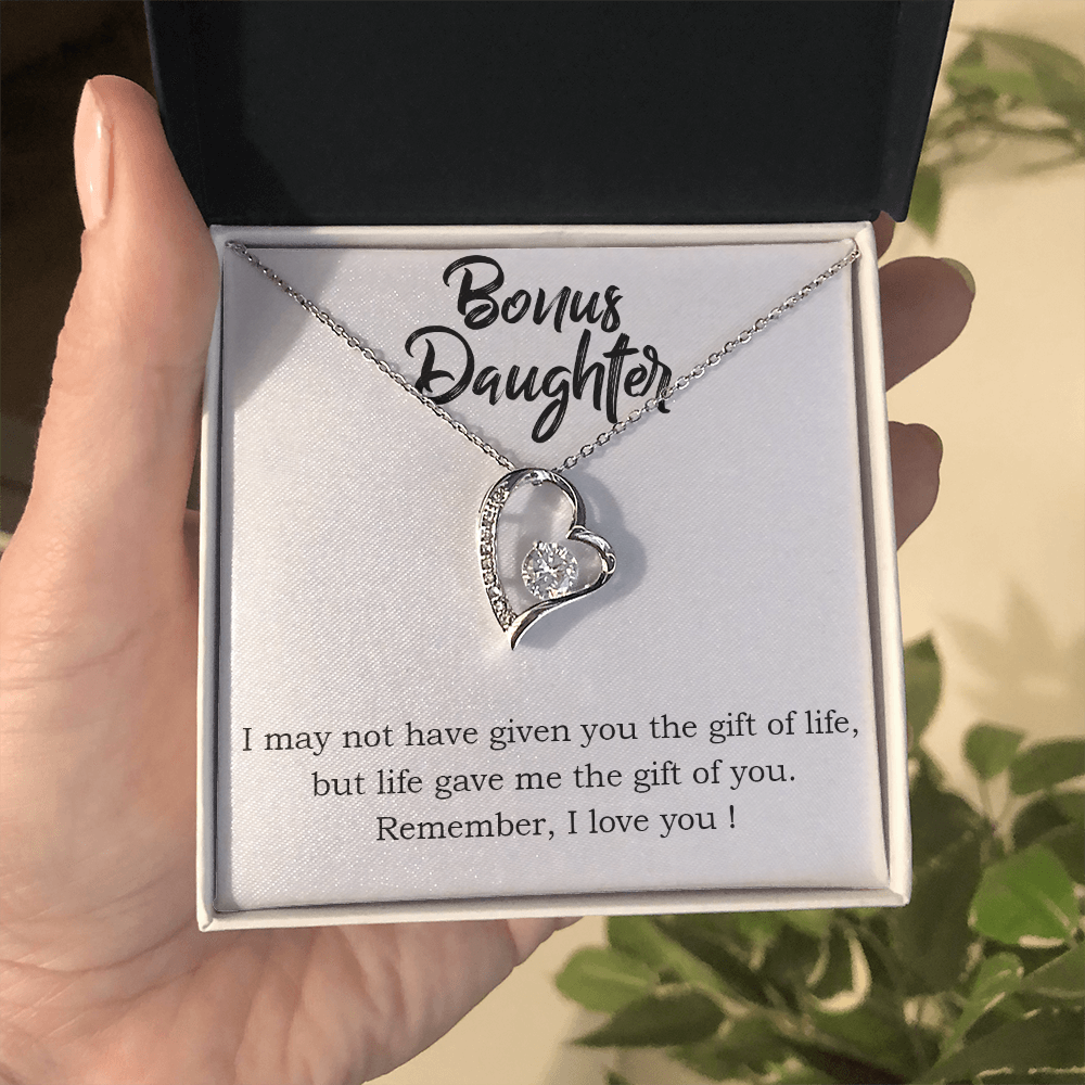 To My Bonus daughter - from your parents.(Forever Love Necklace)
