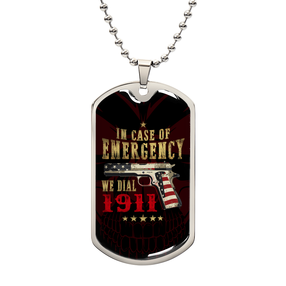 Luxury Graphic Dog Tag Necklace - WE DIAL 1911.