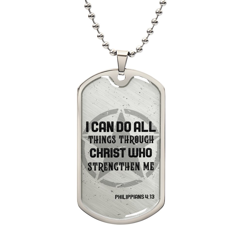 Luxury Graphic Dog Tag Necklace.(I CAN DO ALL THINGS )