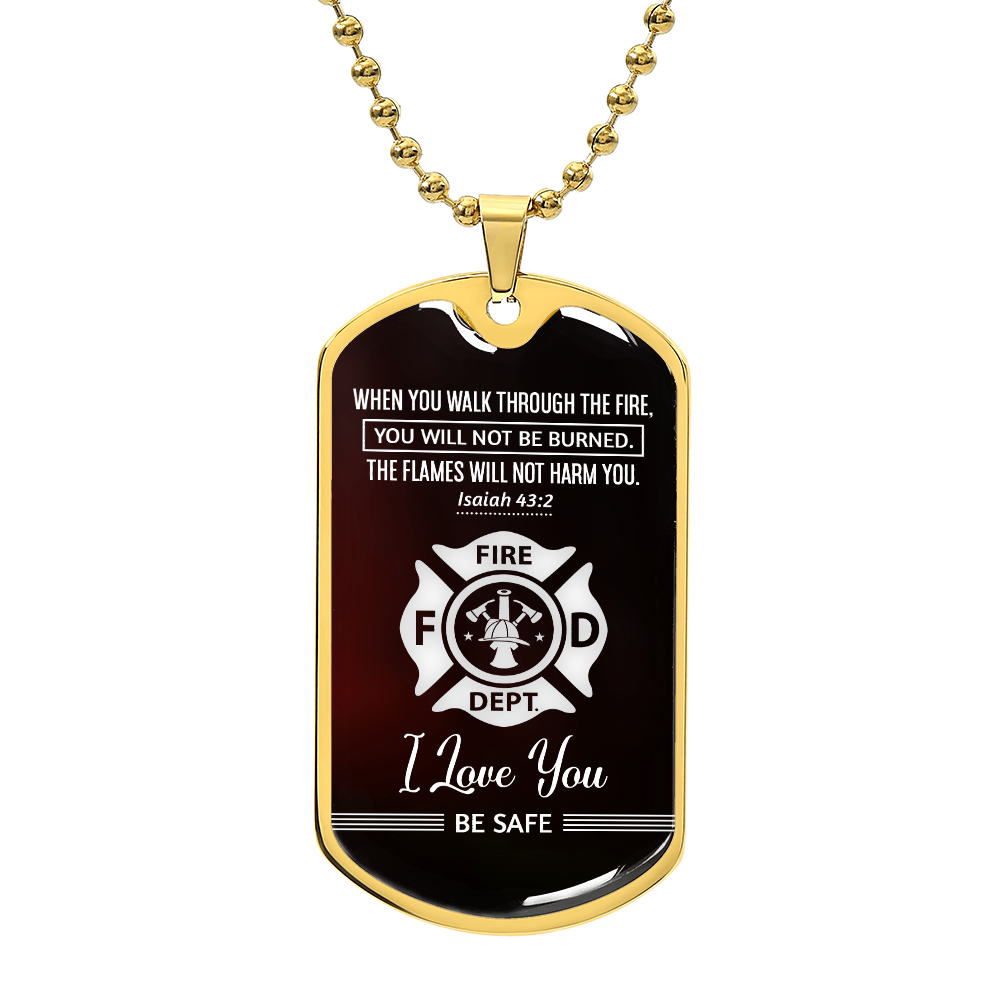 Luxury Graphic Dog Tag Necklace - WHEN YOU WALK THROUGH THE FIRE.