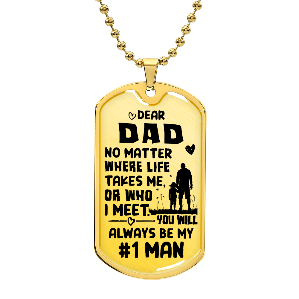 TO MY DAD - No matter where life.(Luxury Graphic Dog Tag Necklace)