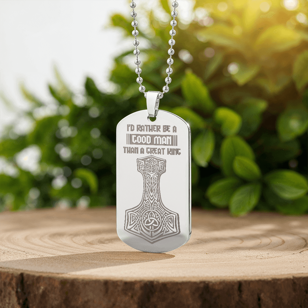 To my Dad - Mjolnir viking symbol.(Engraved Dog Tag Necklace)