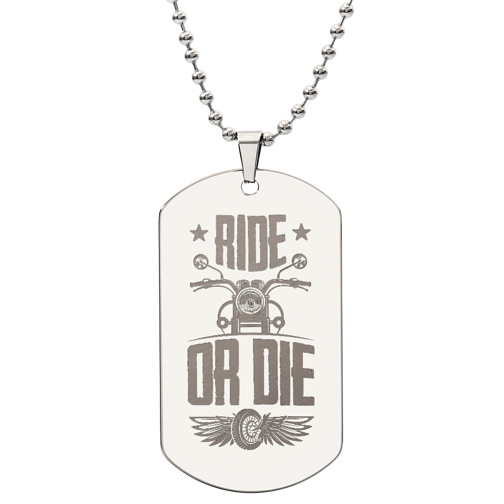 To my Dad - Ride or Die.(Engraved Dog Tag Necklace)