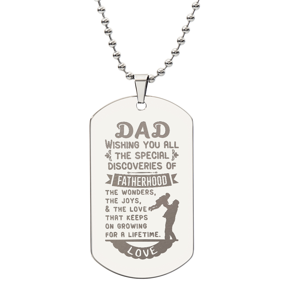 To my Dad - Wishing you all dad.(Engraved Dog Tag Necklace)