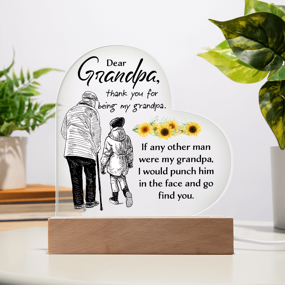 Heart Acrylic Plaque.(Dear grandpa. thank you for being my grandpa.)
